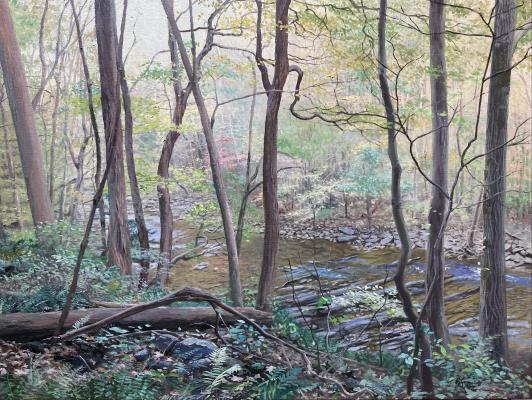 Tabernacle, Locatong. 2023. oil on linen. 18 x 24.